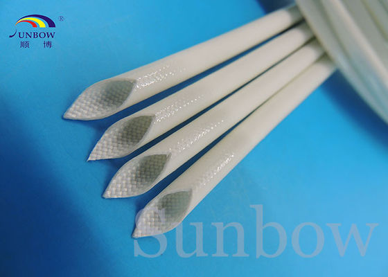 China Siliconerubber Met een laag bedekte Glasvezel Sleeving, Witte Glasvezel Gevlechte Sleeving leverancier
