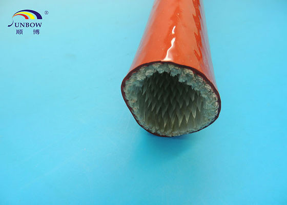 China Glasvezel die van de de weerstandshitte van de roest de rode brand met een laag bedekte siliconehars voor kabelbescherming sleeving leverancier